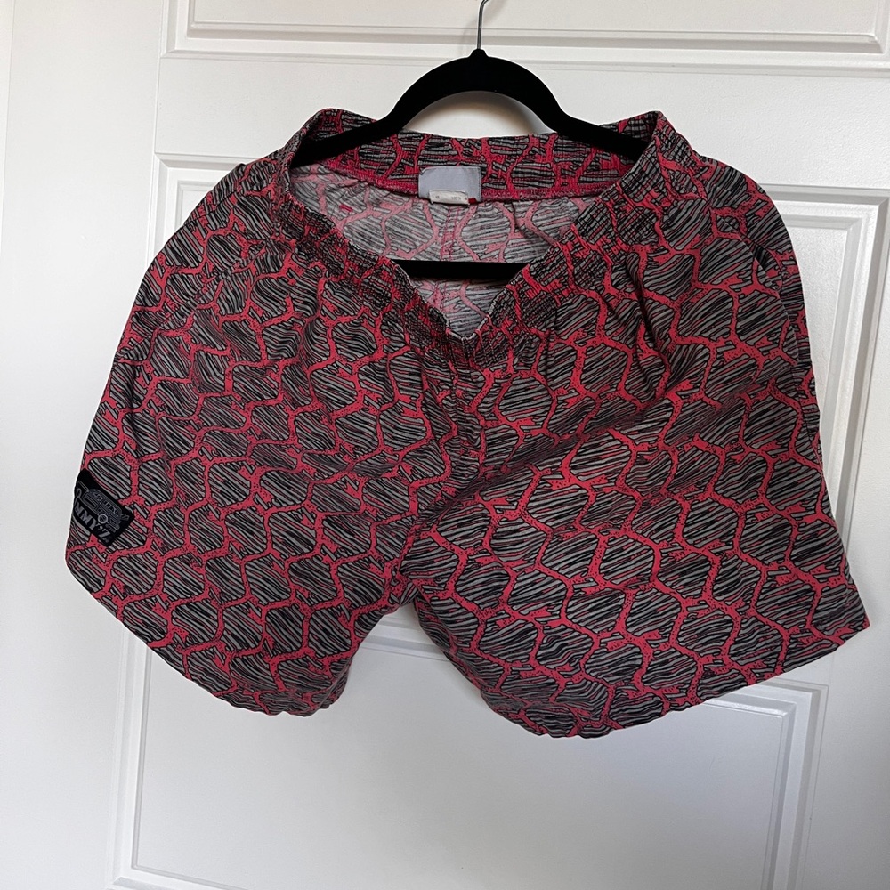 Red and Gray Patterned Shorts